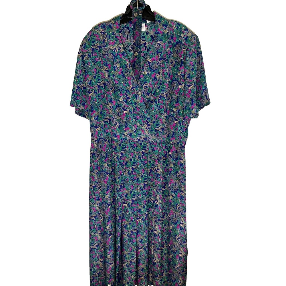 Vintage Floral Dress 22WP Paisley Secretary Victorian Geek Retro Mod 1980s Chic